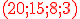 3$ \red \rm (20;15;8;3)